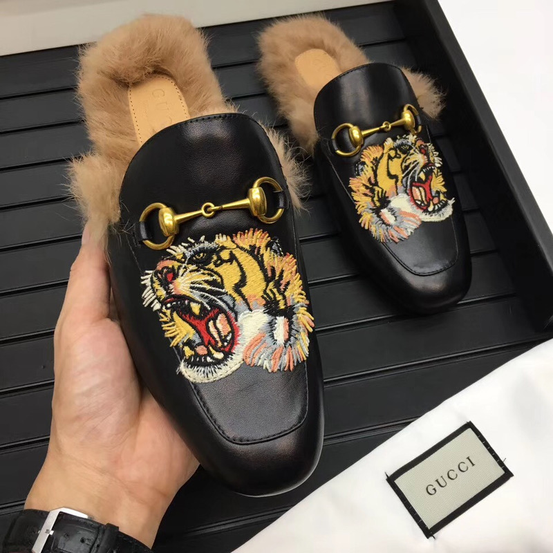 G*u*i black tiger princetown slip-on loafers