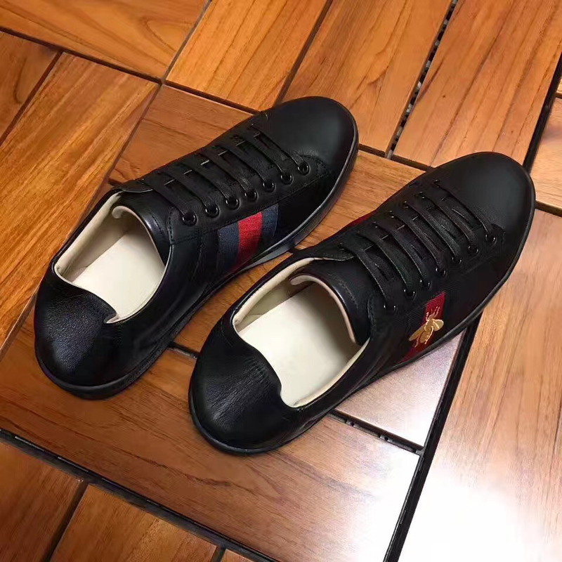 G*u*i new ace leather bee black sneakers