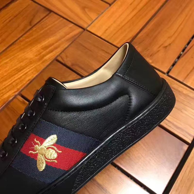 G*u*i new ace leather bee black sneakers