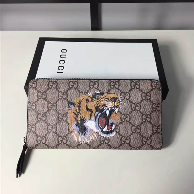 G*u*i tiger print gg zip around wallet