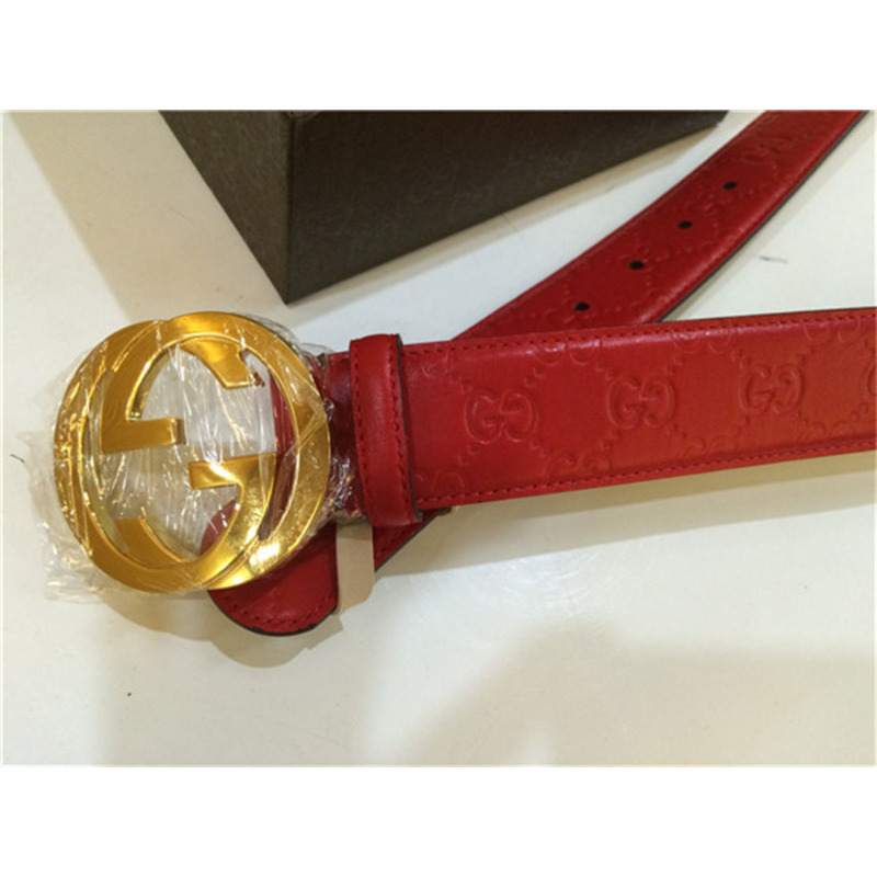 red G*u*i leather gold buckle