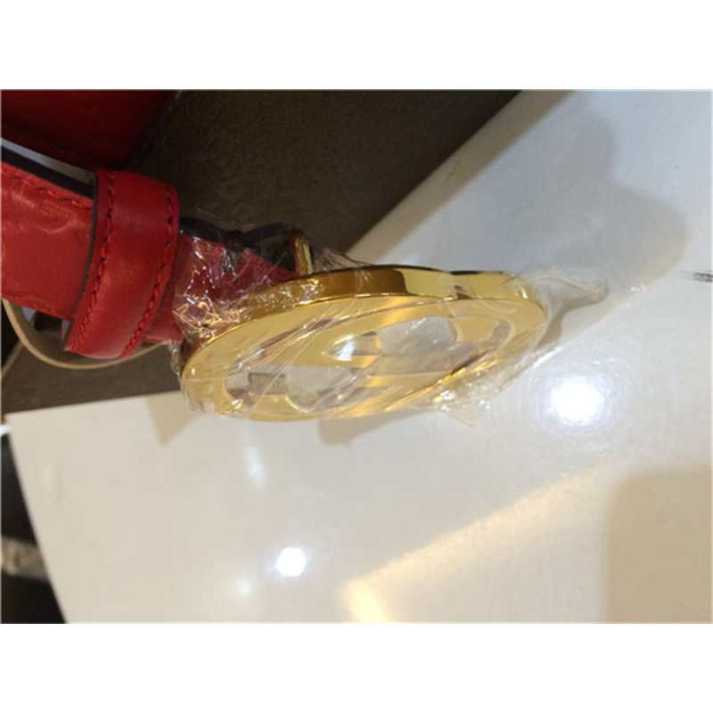 red G*u*i leather gold buckle