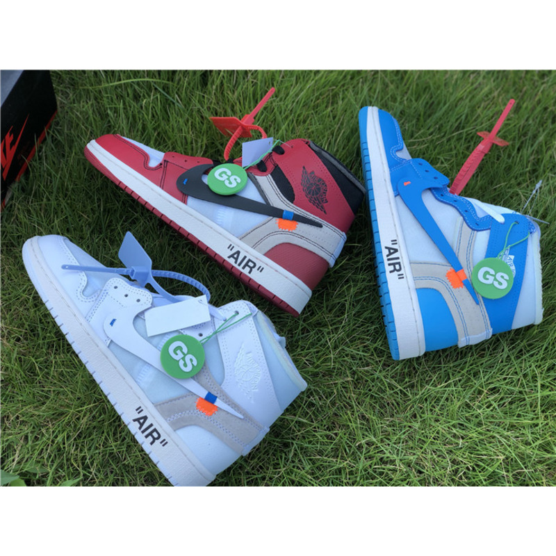 OFF White & NK x Air Jordan 1 GS 1985 Red Sneakers Men Women