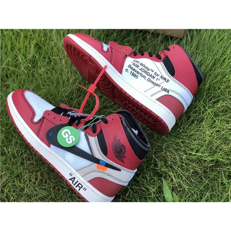 OFF White & NK x Air Jordan 1 GS 1985 Red Sneakers Men Women