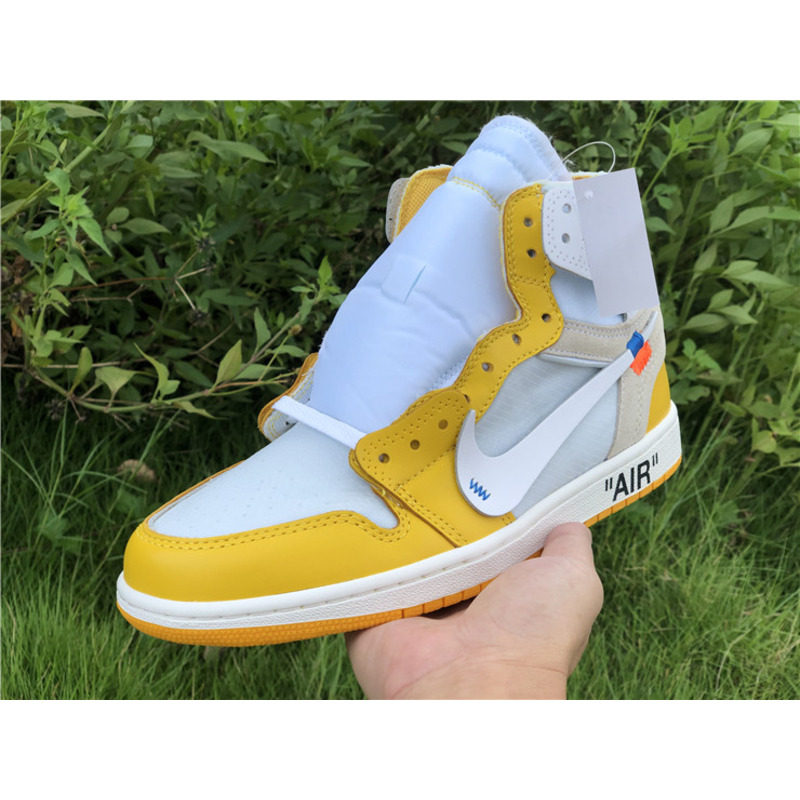 OFF White & NK x Air Jordan 1 GS Yellow 1985 Sneakers Men Women