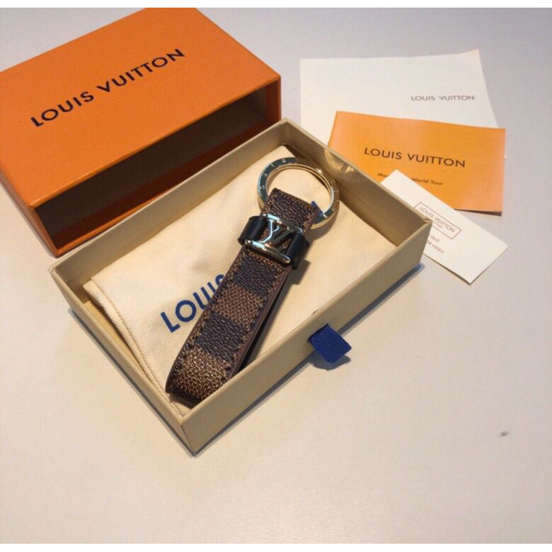 l**is V*t*n leather cord damier keychain