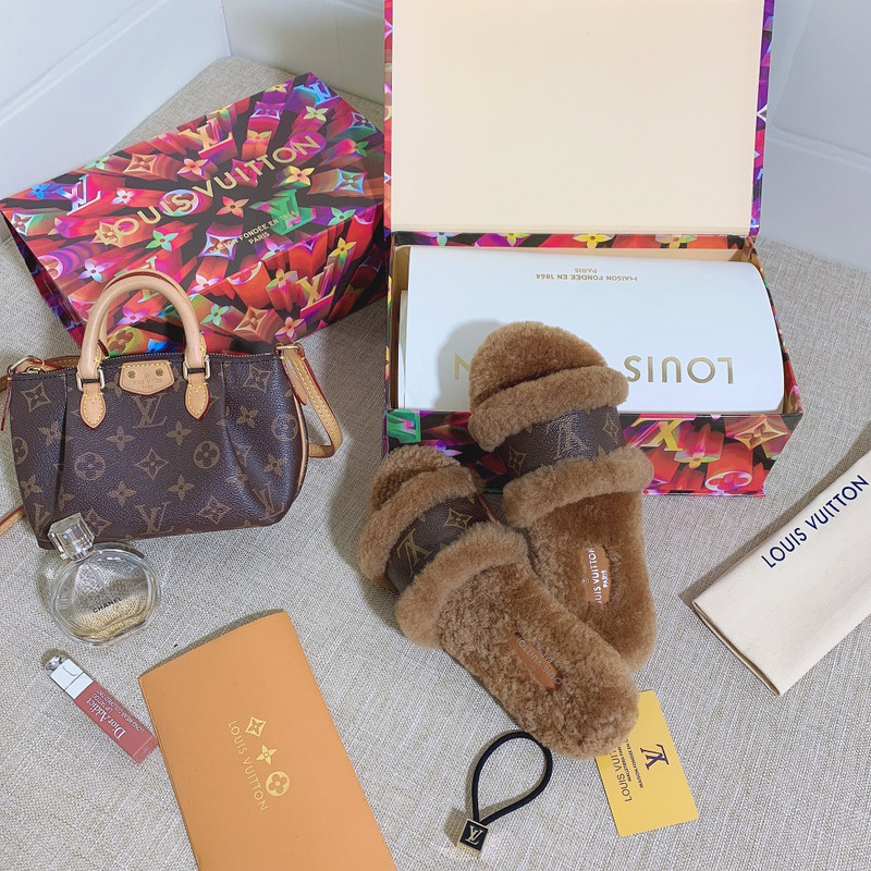 l**is V*t*n monogram wool slippers