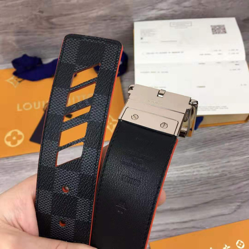 l**is V*t*n damier cobalt race print 40mm reversible belt