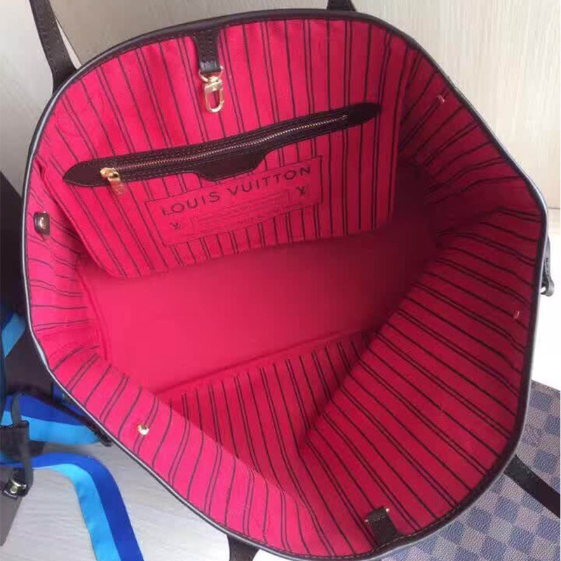 l**is V*t*n neverfull damier ebene mm cerise lining