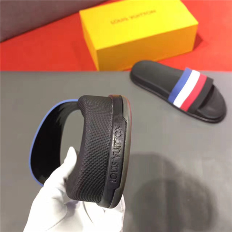 l**is V*t*n black stripes flip flops