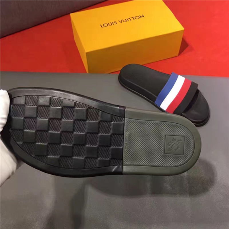 l**is V*t*n black stripes flip flops