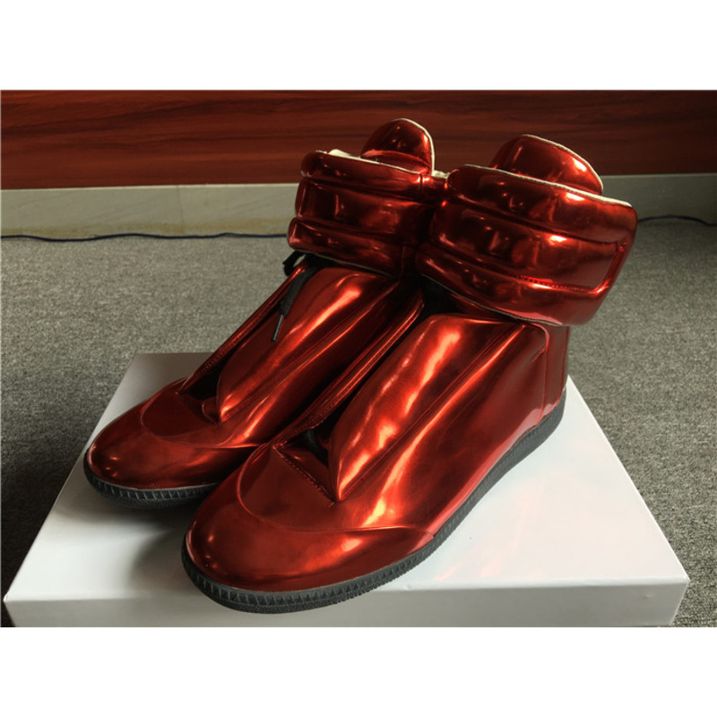 limited version ma*s*n Ma*i*la metallic red future leather high-top sneakers