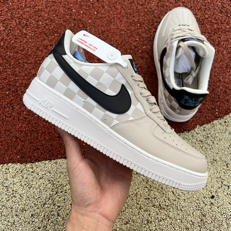 Nike Air Force 1 Beige Plaid DC8877 200 Sneakers Men Women