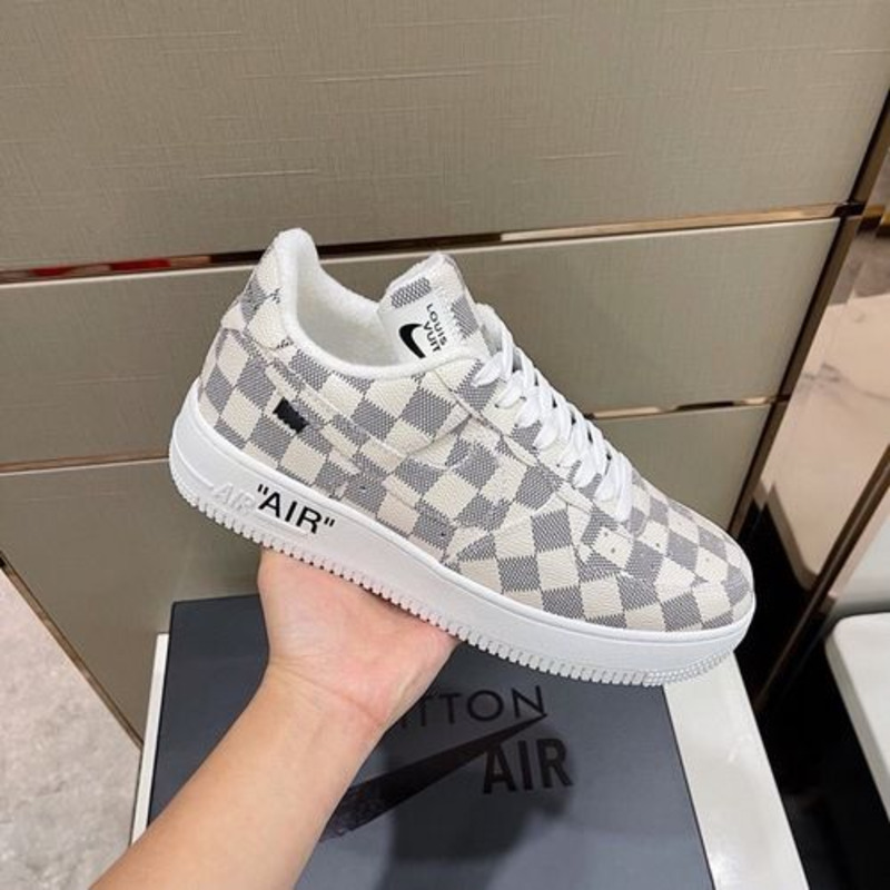 l**is V*t*n x nike air force 1 white checkerboard sneaker man woman