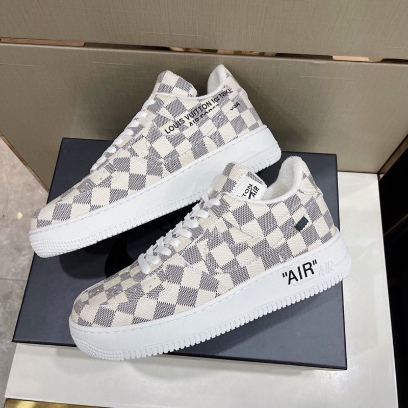 l**is V*t*n x nike air force 1 white checkerboard sneaker man woman