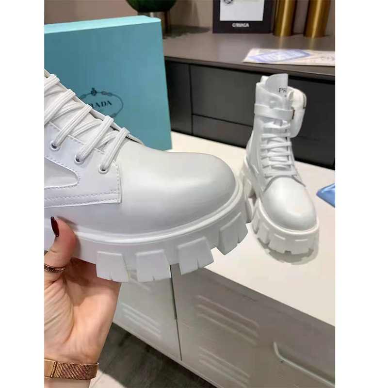 Pra*a brushed rois leather and nylon monolith boots