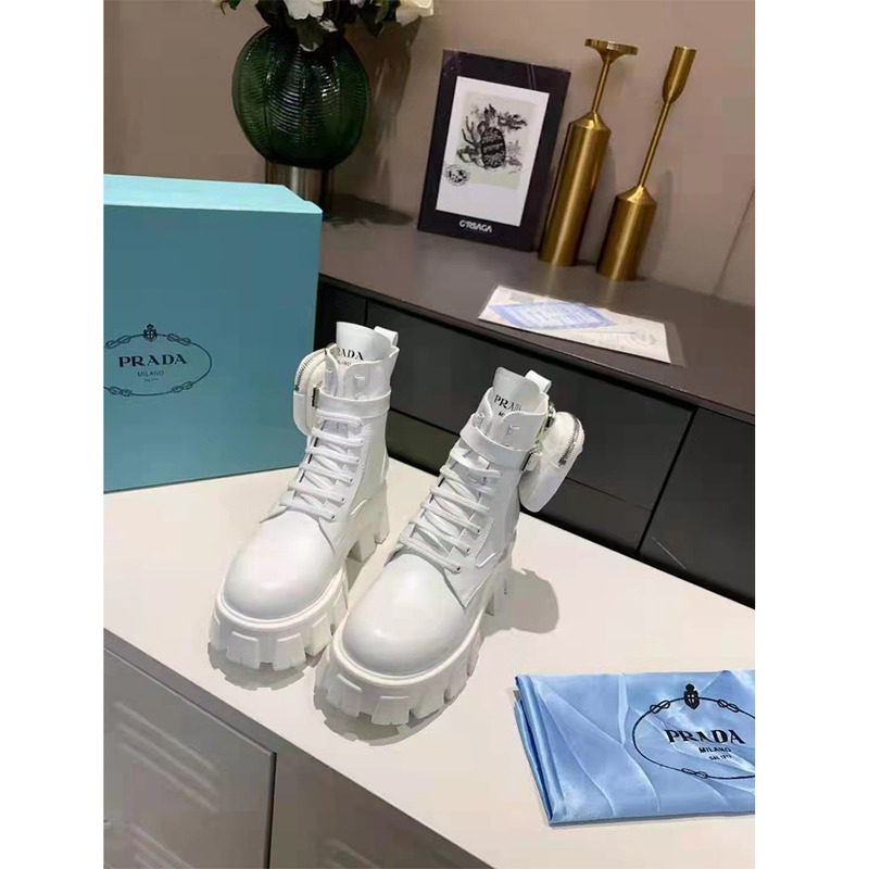 Pra*a brushed rois leather and nylon monolith boots