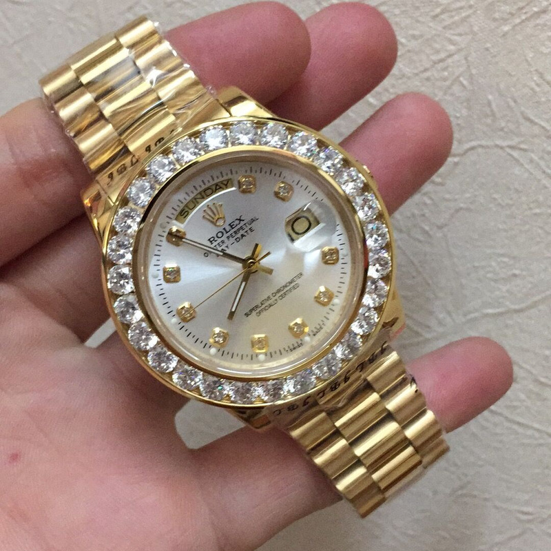 40mm rolex 18k yellow gold Di*m*nd watch