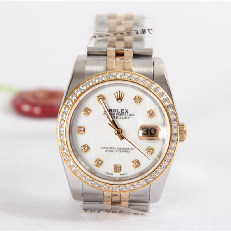 high quality rolex yellow gold stainless steel datejust Di*m*nd dome bezel wristwatch
