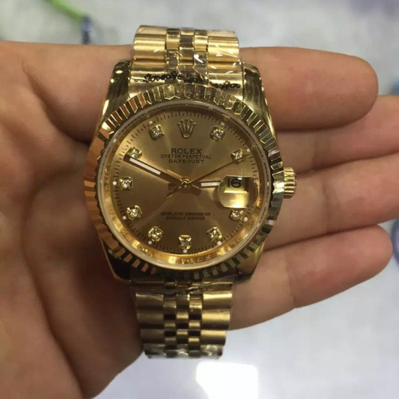 high quality rolex datejust president band champagne Di*m*nd dial swiss watch