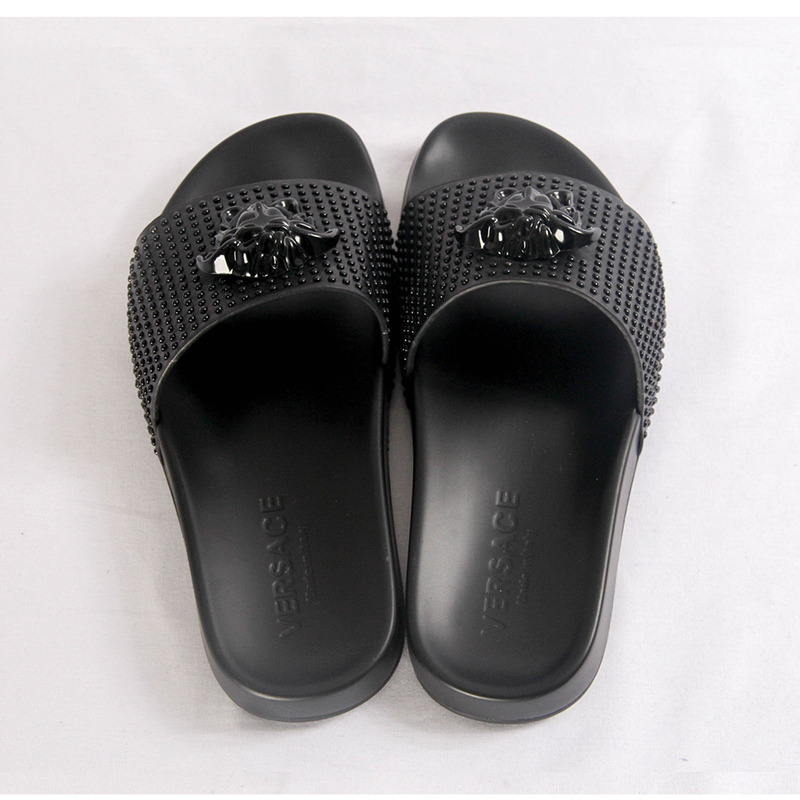 Versace Medusa Silver Studded Slippers